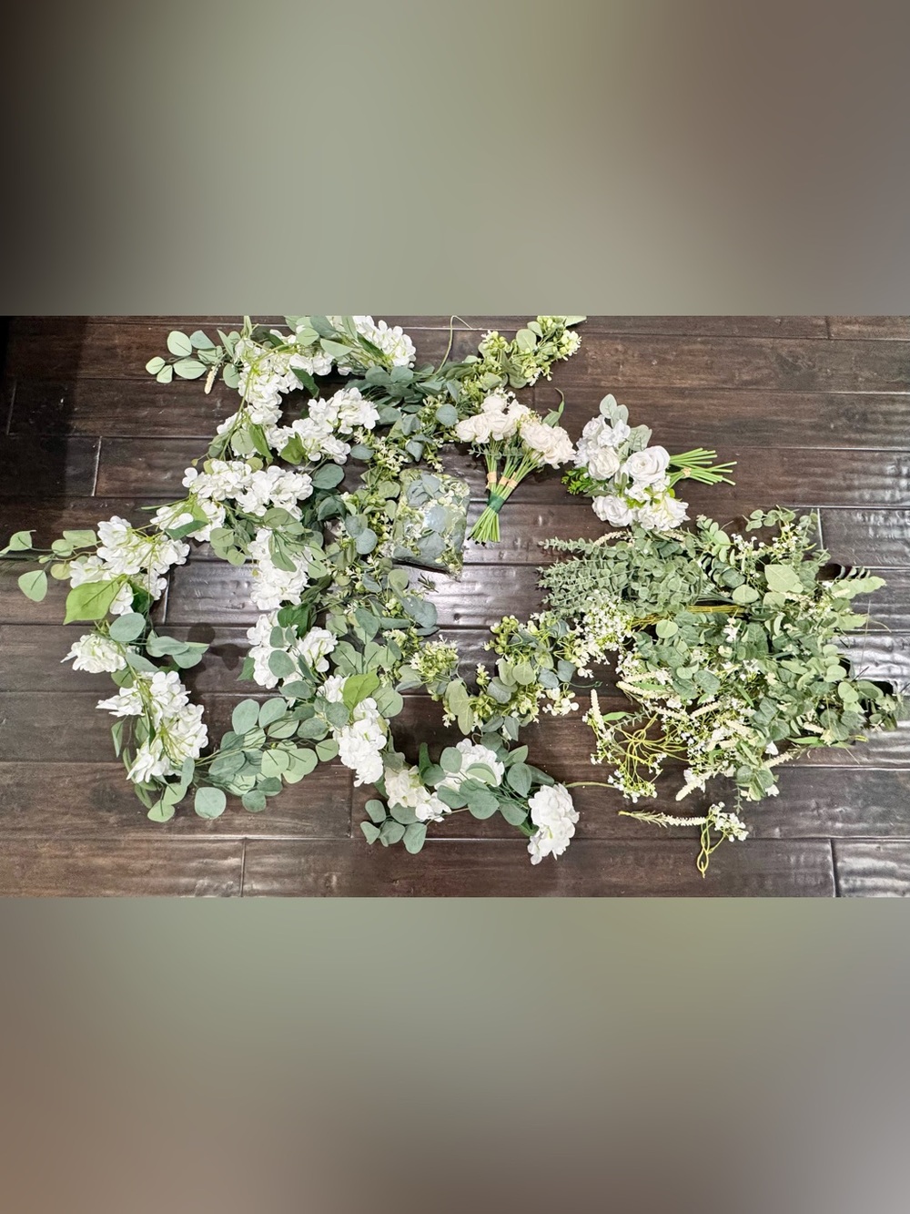 🪴🍃🤍Faux Eucalyptus & White Floral Wedding Baby Shower Décor Bundle🤍🍃